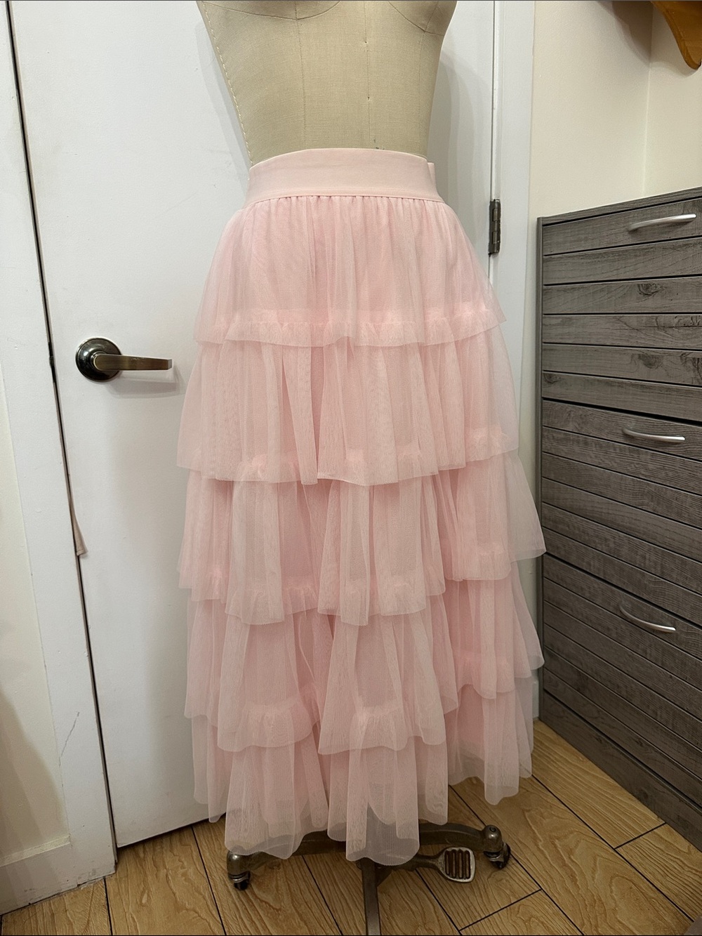 On 34th Pink Tiered Tulle Maxi Skirt